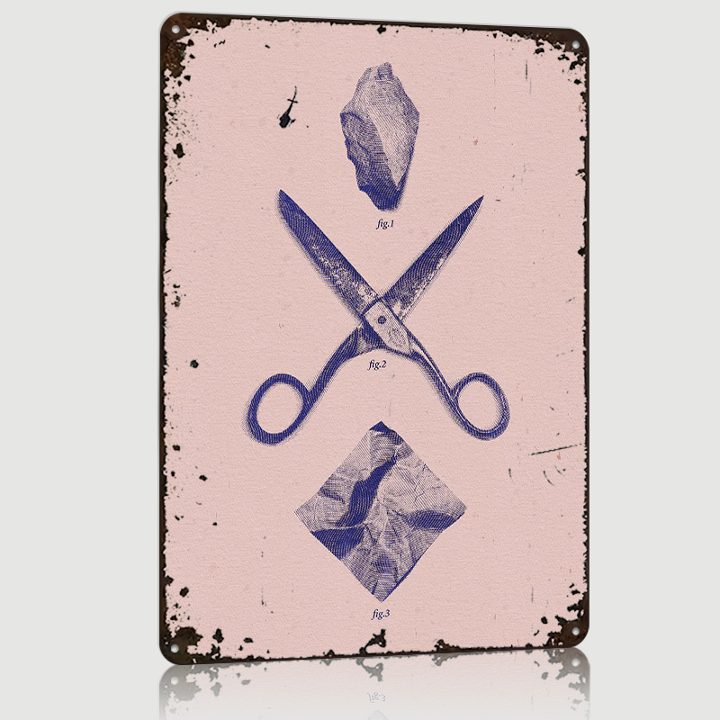 Retro Gaming Wallpaper - ROCK SCISSORS PAPER Poster Individualisierte Vintage