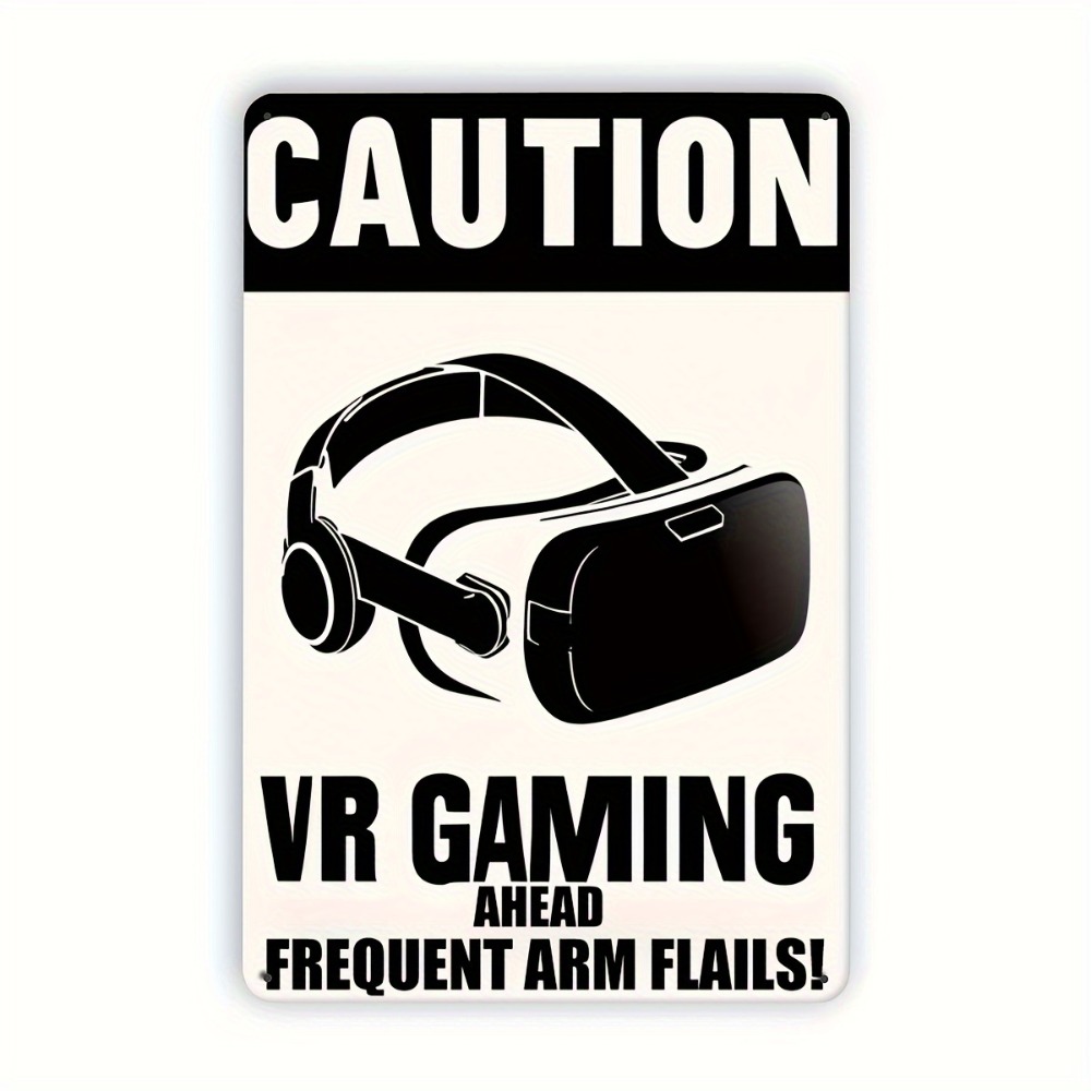 Retro Gaming In Vr - 1 Stück Vorsicht VR Gaming Metall-Blechschild