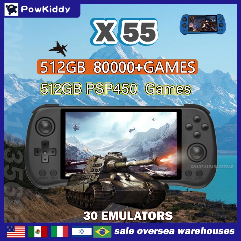 Retro Gaming App - 80000 Spiele 512G POWKIDDY X55 5,5