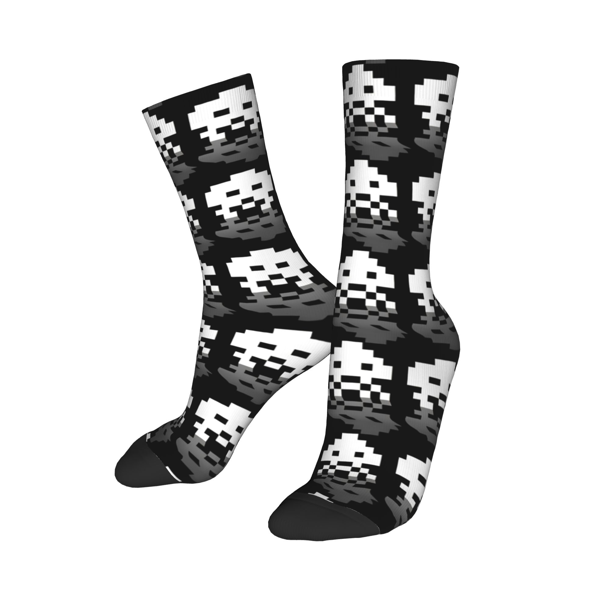 Retro Gaming Youtube - Coole Space Invaders Basketball-Socken, Retro-Gaming-Polyester-Mittelrohrsocken für