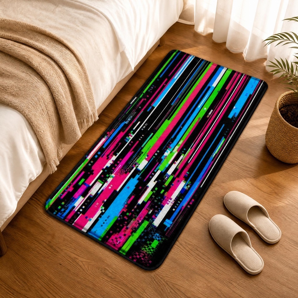 Retro Gaming Bar - Cyberpunk Glitch Flanell-Läufer mit buntem vertikalem