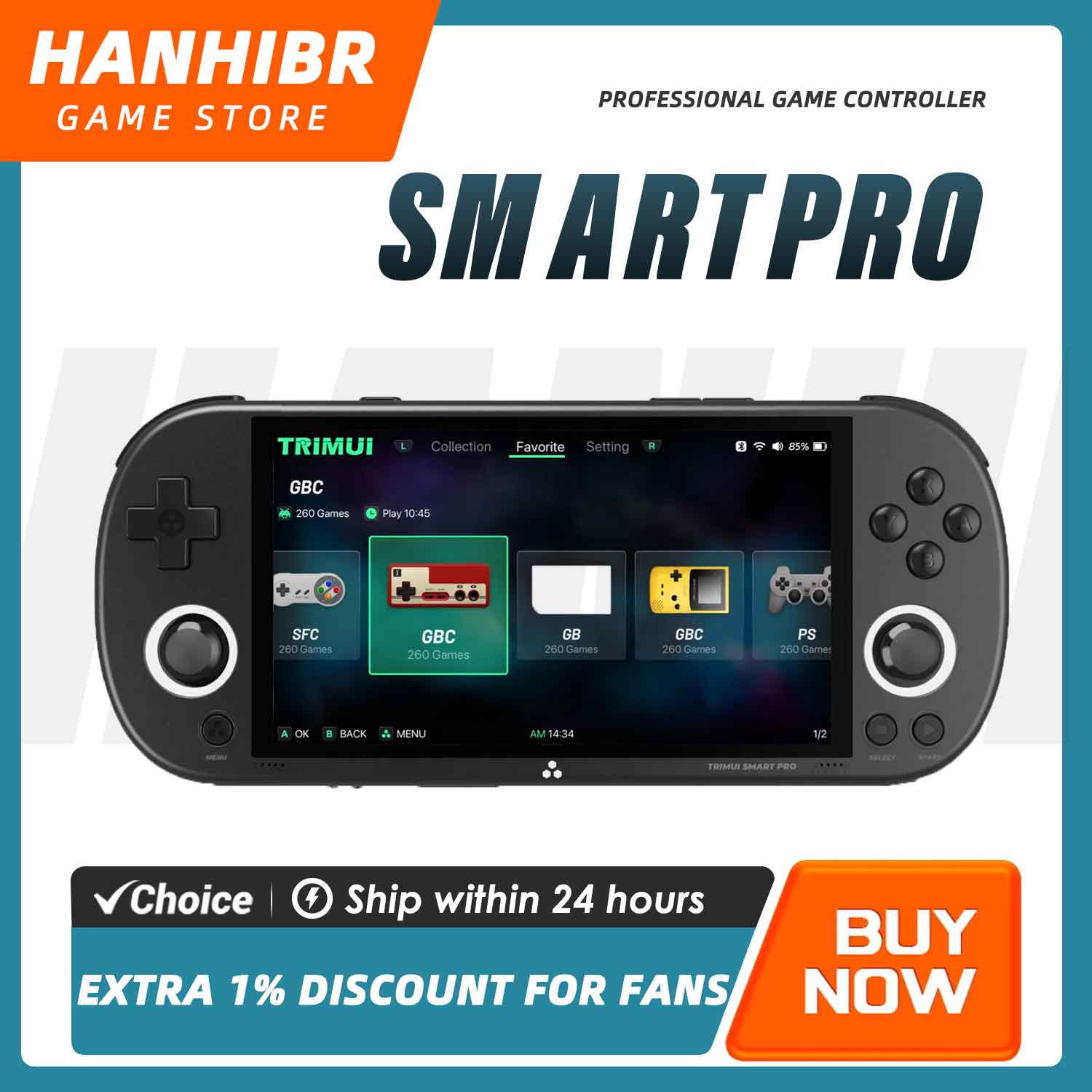 Retro Gaming Emulator Console - TRIMUI SMART PRO Open-Source-Linux-Handheld-Spielkonsole mit 4,96-Zoll-IPS-Bildschirm,