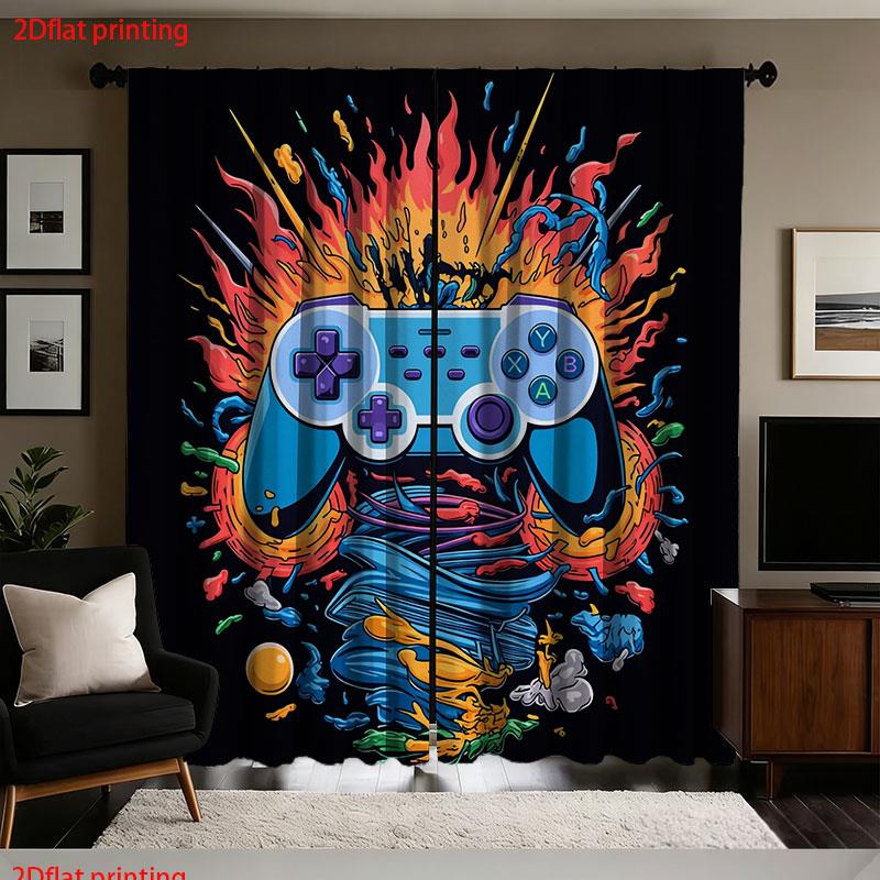 Retro Gaming Youtube - Retro-Gaming-Controller Vorhänge Popkultur Videospiel-Kunst Vorhang für