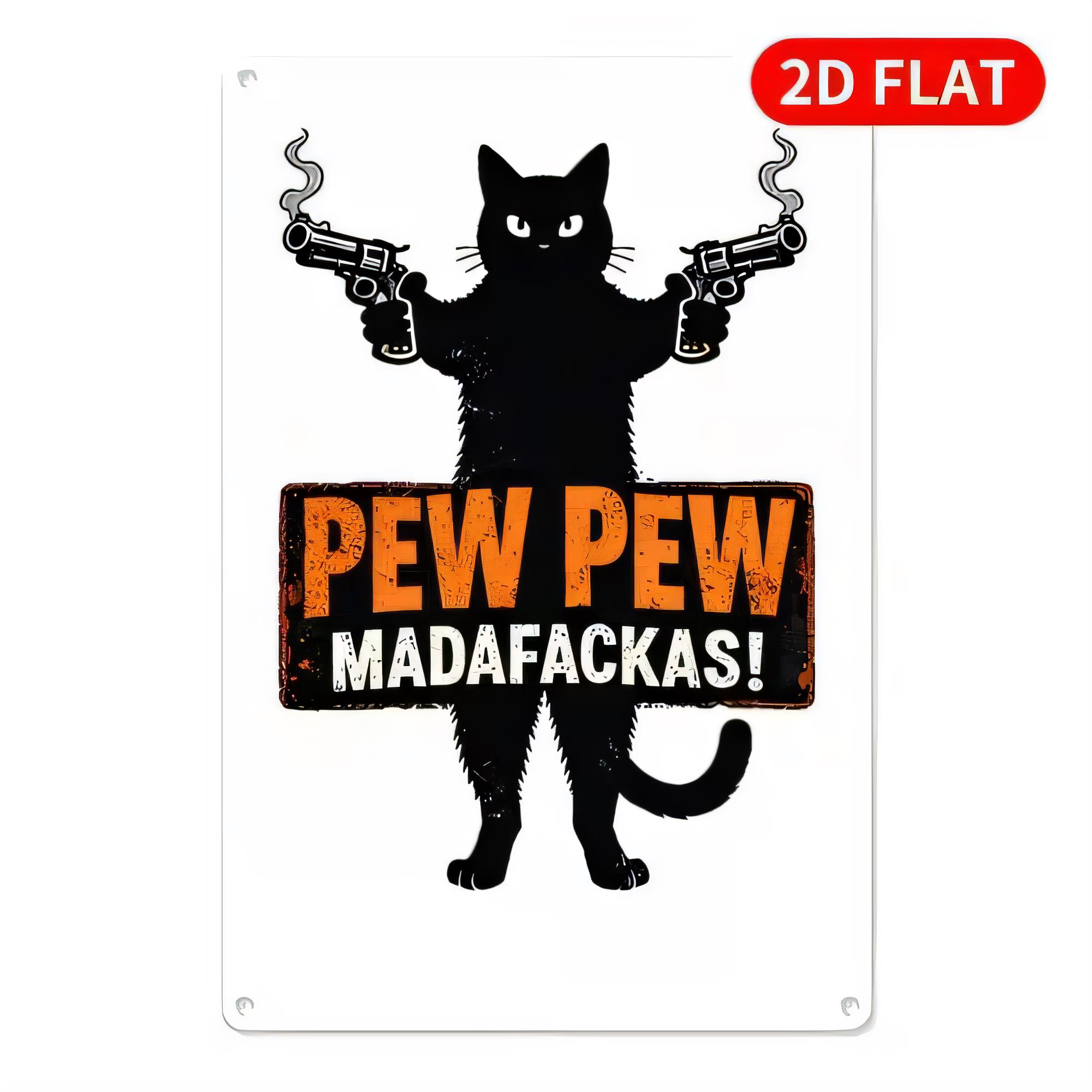 Retro Gaming Bar - Blechschild 'Pew Pew Madafakkas' mit Lustiger