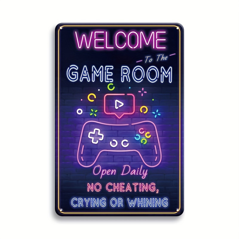 Retro Gaming Video - Willkommen im Game Room Metallschild –
