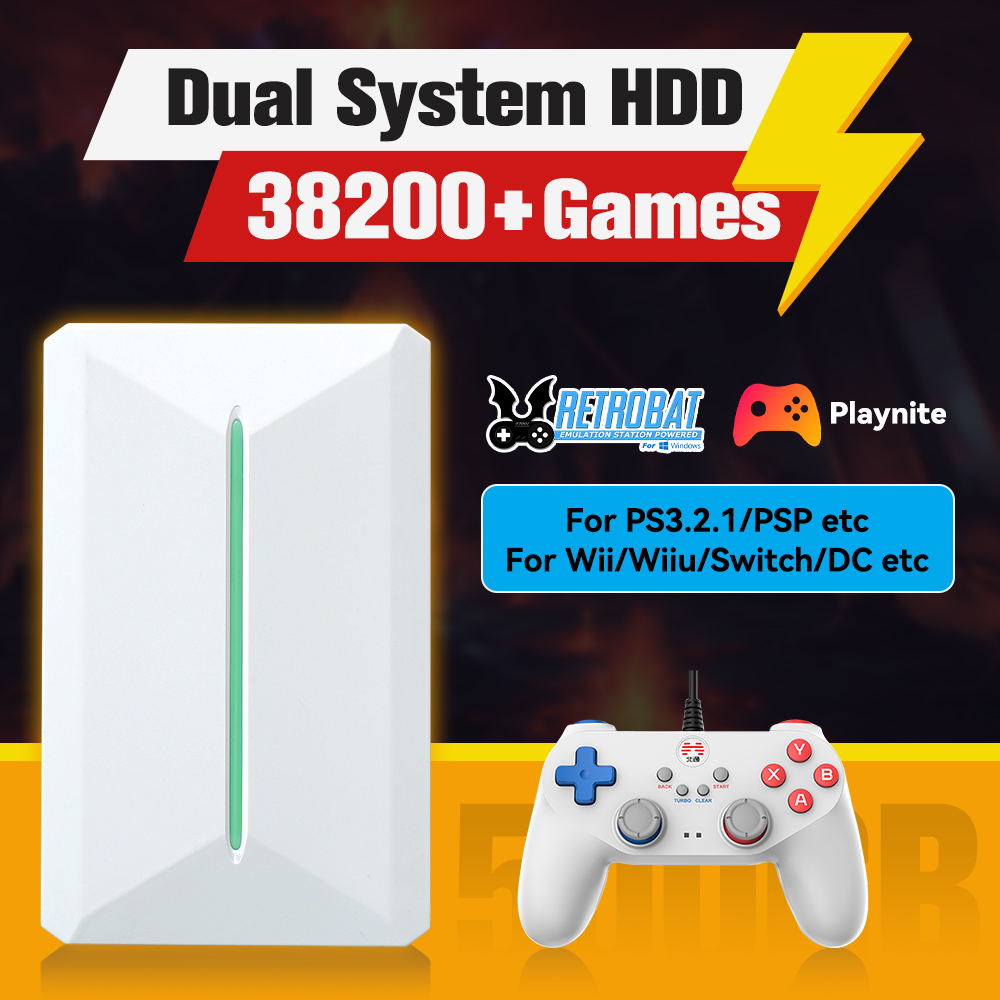 Retro Gaming App - Retrobat&Playnite System HDD Retro-Spielekonsole für PS3/PS2/WIIU/WII/Switch/MAME