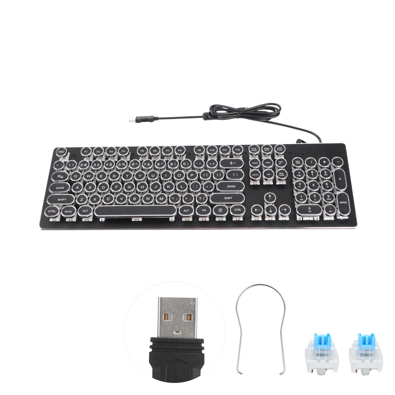 Retro Gaming Uk - Retro Kabelgebundene Gaming-Tastatur mit 104 Tasten,