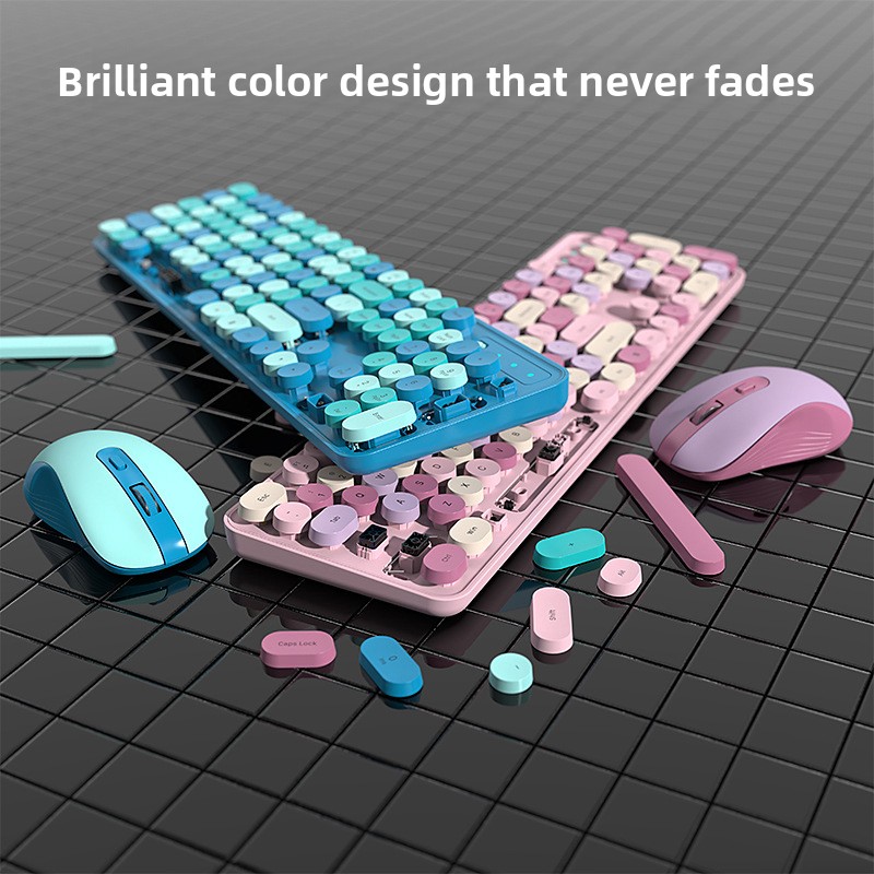 Retro Gaming Uk - Maßgefertigtes Kabelloses Tastatur-Maus-Set in Rosé-Rosa 2,4G