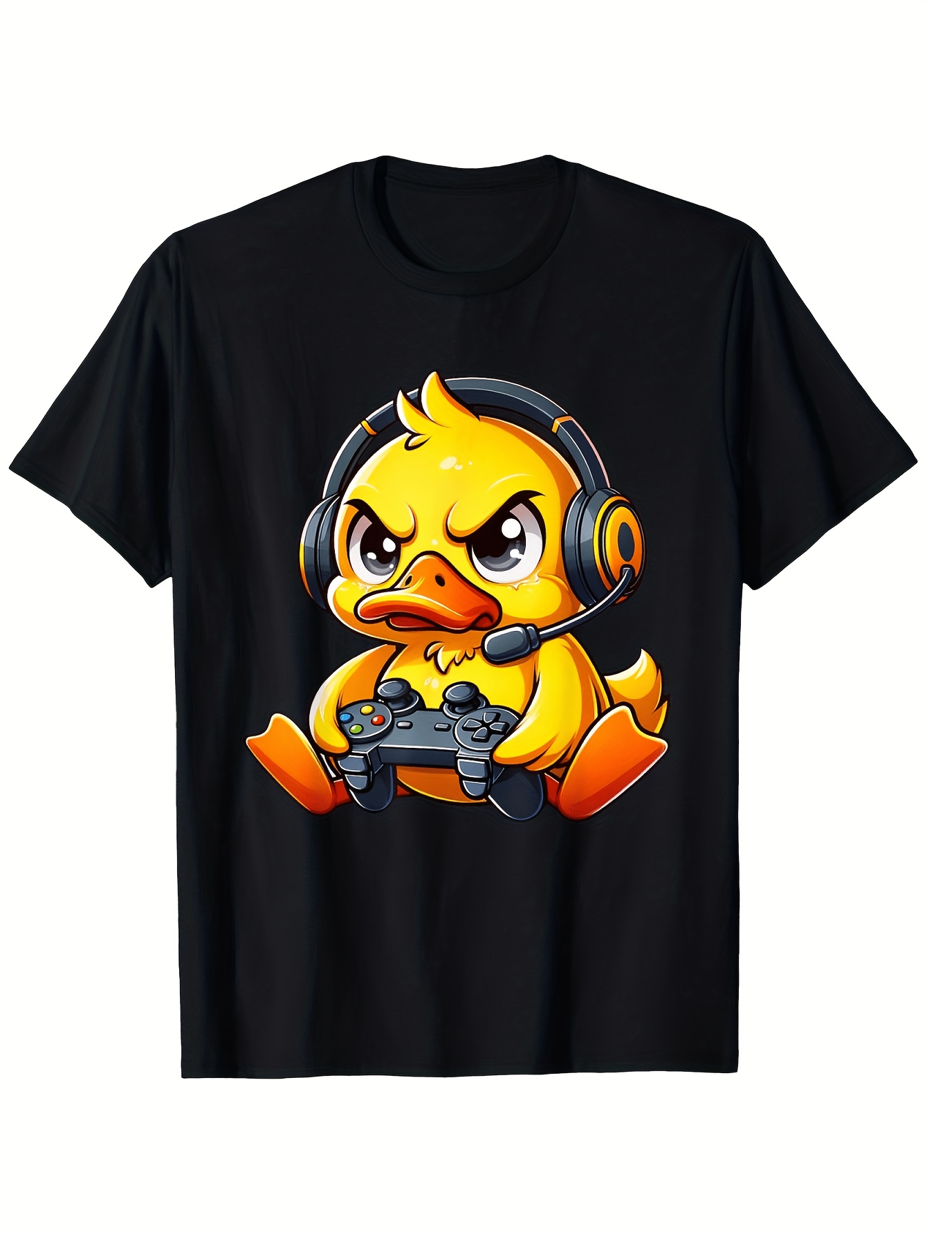 Retro Gaming Event - Lustiges Enten-Gamer-T-Shirt mit Kopfhörern & Controllern