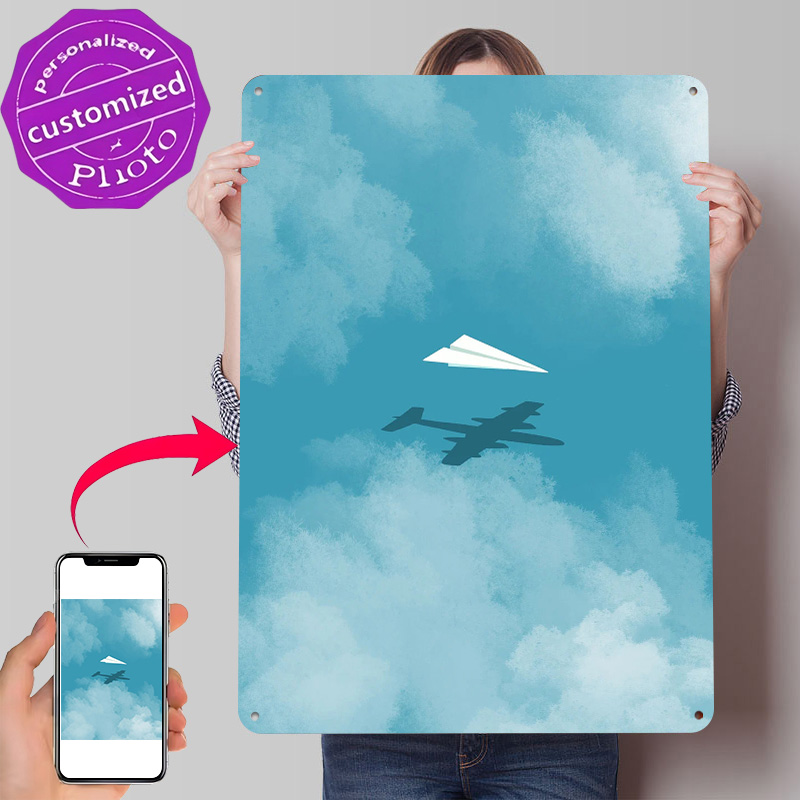 Retro Gaming Wallpaper - Papierflugzeug-Poster, personalisierte Wandkunst, Retro-Vintage-Metallblechschilder für Schlafzimmerdekoration,