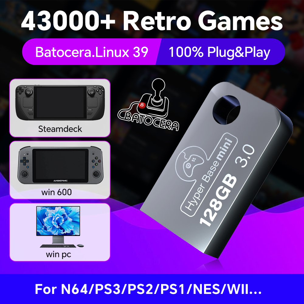 Retro Gaming App - Batocera 128G USB-Flash-Laufwerk für Windows 43000,