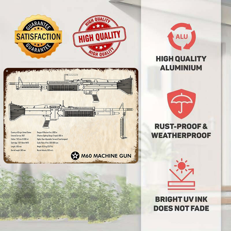 M60 Maschinengewehr Blechposte – Retro Gaming Wallpaper Bewertung und Preis